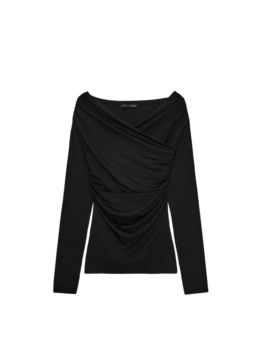 Zara drape Women's Black Long-Sleeve top size S